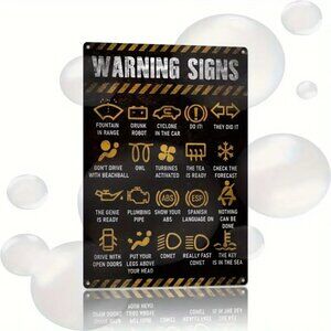 Funny Car Warning Signs Metal Tin Wall Sign 8x12" Automotive Garage Decor